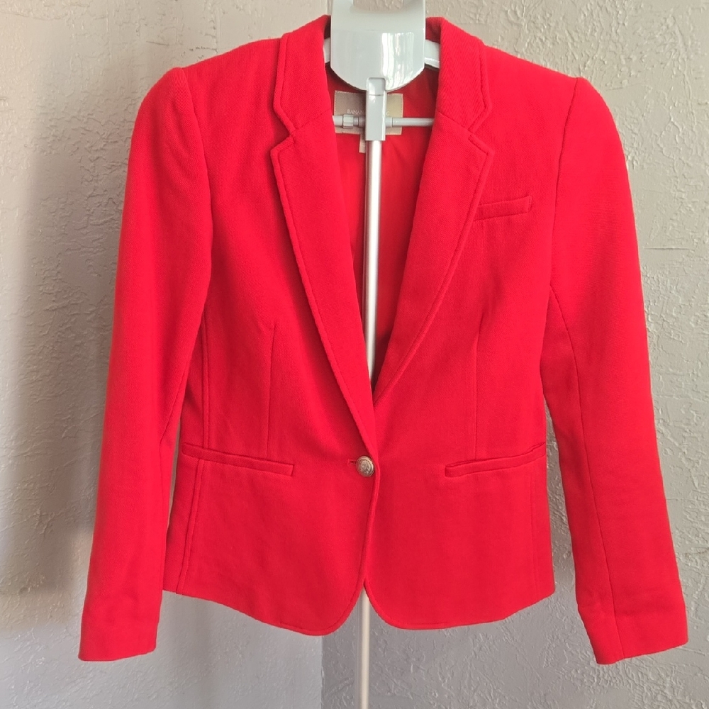 Banana Republic Vibrant Red Single Button Blazer Career Buisness Office
